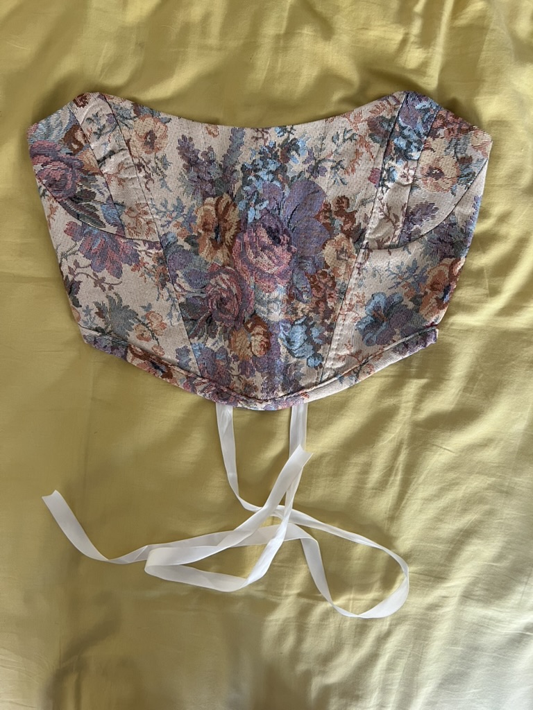 Floral corset top, front view